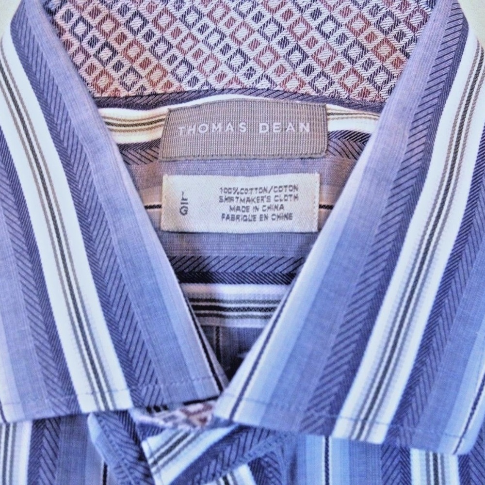 Thomas Dean Large L/S Button-Front Flip Cuff
